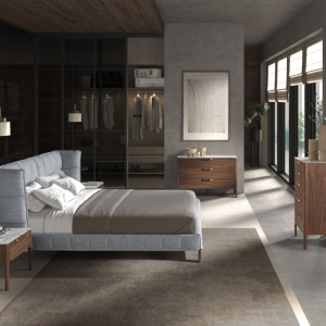 Pat dublu tapitat design LUX Gri-albastrui deschis, 180x200cm - Img 8