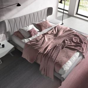 Pat dublu tapitat design LUX Light grey 180x200cm - Img 3