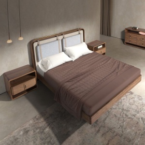 Pat dublu tapitat design LUX Walnut Veneer 160x200cm - Img 5