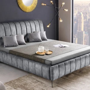 Pat elegant tapitat cu catifea gri, Amsterdam 180x200cm A-46164 VC - Img 3