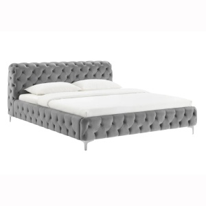 Pat elegant tapitat cu catifea gri MODERN BAROCK 160x200cm A-46161 VC