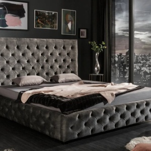 Pat elegant tapitat cu catifea gri olive, Paris 180x200cm A-6541076 VC - Img 3