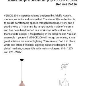 Pendul cu abajur ceramic realizat manual VENICE 200, roz 161428 universul-luminii.ro