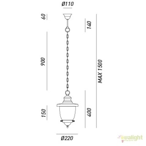 Pendul de exterior, diam.22cm, IP23, Venezia 248.07.OR 47468 universul-luminii.ro