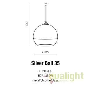 Pendul design modern 35cm Silver Ball 176498 universul-luminii.ro