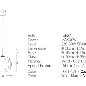 Pendul design modern Ioric alb - Img 2
