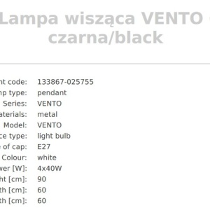 Pendul design modern Vento negru 215748 universul-luminii.ro