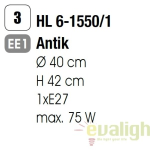 Pendul design rustic Ludo HL 6-1550/1 Antik OR - Img 3
