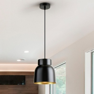Pendul din metal negru cu auriu Vulcano
