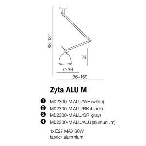 Pendul directionabil design modern ZYTA M ALU negru 69798 universul-luminii.ro