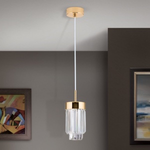 Pendul LED cu cristal K9 design elegant PRISM auriu - Img 3
