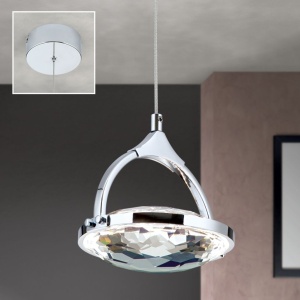 Pendul LED cu cristal K9 design lux MOON crom 156288 universul-luminii.ro