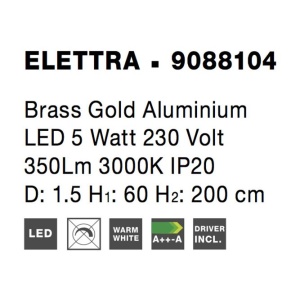 Pendul LED design liniar ELETTRA auriu 91058 universul-luminii.ro