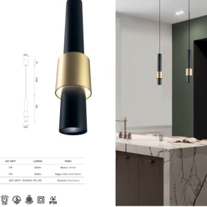Pendul LED design minimalist 7W 3000K CLIFTON negru/ auriu MA-8565 - Img 4