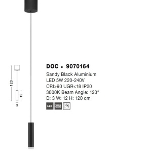 Pendul LED design modern minimalist DOC negru - Img 5