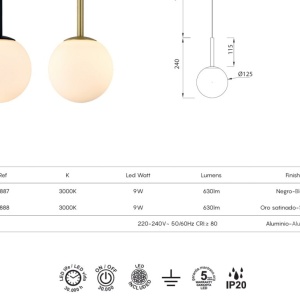 Pendul LED design modern PUEBLA auriu satinat MA-8888 171328 universul-luminii.ro