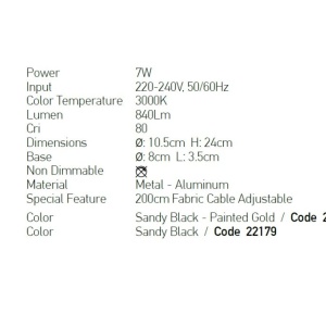 Pendul LED design modern Ziech negru, auriu - Img 2