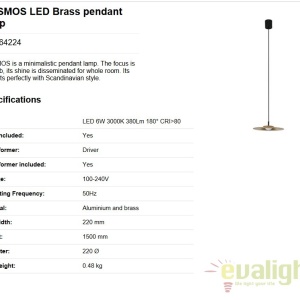 Pendul LED design scandinav Cosmos 64224 - Img 5