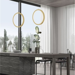 Pendul LED dimabil design modern Change auriu 39,5cm - Img 2