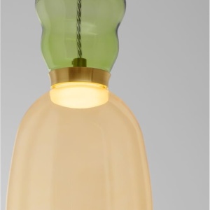 Pendul LED, Lustra design modern Pluma verde deschis/ galben 228738 universul-luminii.ro