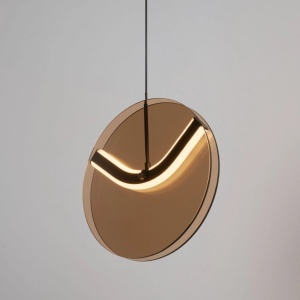 Pendul LED metal negru cu sticla champagne, HALLEY - Img 7