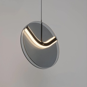 Pendul LED metal negru cu sticla fumurie, HALLEY - Img 6