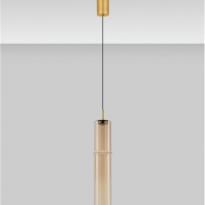 Pendul LED modern, Metal, Sticla, Cognac, SANO 168638 universul-luminii.ro