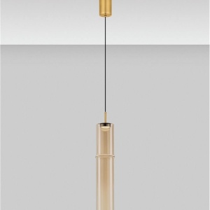 Pendul LED modern, Metal, Sticla, Cognac, SANO 245308 universul-luminii.ro