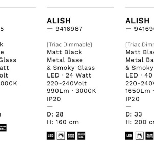 Pendul LED modern, Metal, Sticla, Fumuriu, ALISH 245128 universul-luminii.ro