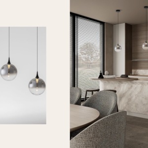 Pendul LED modern, Metal, Sticla, Fumuriu, ORENDA 245198 universul-luminii.ro