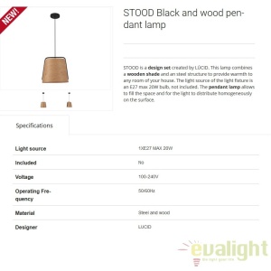 Pendul lemn design deosebit diametru 50cm STOOD 29848 - Img 6