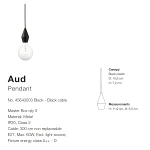 Pendul minimalist design scandinav Aud negru 45643003 NL - Img 5