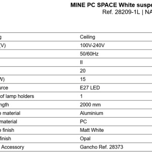 Pendul stil minimalist MINE PC SPACE alb 1L - Img 6