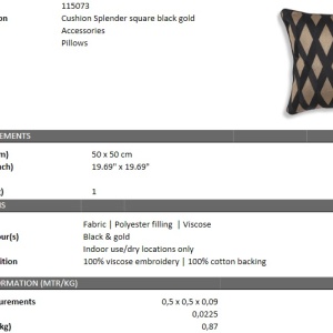 Perna decorativa LUX Splender 50x50cm, negru/ auriu - Img 4