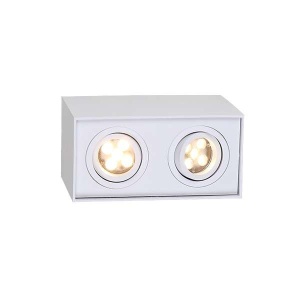 Plafoniera aplicata alba cu 2 spoturi, dim.19x12,5cm, BASIC SQUARE II WH C0088 MX - Img 1