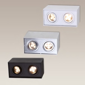 Plafoniera aplicata alba cu 2 spoturi, dim.19x12,5cm, BASIC SQUARE II WH C0088 MX - Img 3