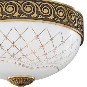 Plafoniera clasic design italian din alama, sticla 7002 RA-PL. 7002/2 102148 universul-luminii.ro