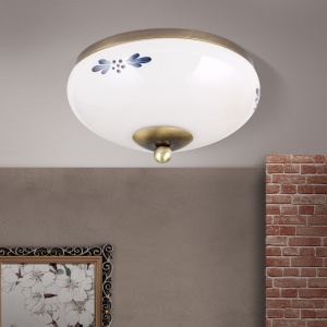 Plafoniera clasica Landhaus 21cm alama antique/ sticla opal decor albastru 99238 universul-luminii.ro