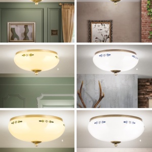 Plafoniera clasica Landhaus 21cm alama satin/ sticla champagne decor verde 200108 universul-luminii.ro