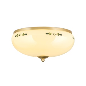 Plafoniera clasica Landhaus 35cm alama satin/ sticla champagne decor verde 99258 universul-luminii.ro