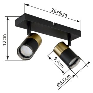 Plafoniera cu 2 Spoturi directionabile BRISBON negru/cupru 236278 universul-luminii.ro