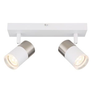 Plafoniera cu 2 Spoturi directionabile BRISBON nickel/alb 157978 universul-luminii.ro