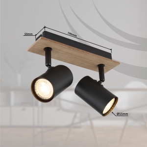 Plafoniera cu 2 Spoturi directionabile LINCA natur/negru 240188 universul-luminii.ro