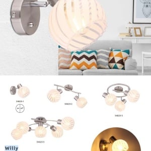 Plafoniera cu 3 spoturi design modern WILLY nichel 210648 universul-luminii.ro