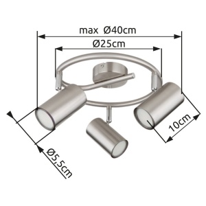 Plafoniera cu 3 Spoturi directionabile ALLVI nickel 240038 universul-luminii.ro