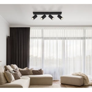 Plafoniera cu 4 spoturi directionabile design modern ROBBY negru mat 114198 universul-luminii.ro