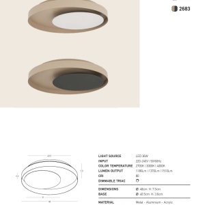 Plafoniera cu lumina indirecta LED CCT sus si jos JAVA 48cm - Img 4