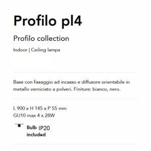 Plafoniera cu spoturi Profilo pl4 negru 142328 universul-luminii.ro