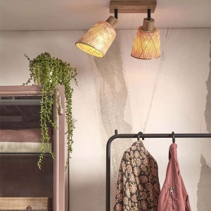 Plafoniera eco din bambus Java 2-Shade nat/15x17, nat - Img 3