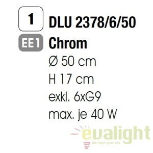 Plafoniera eleganta cristal K9 diam. 50cm Gloria DLU 2378/6/50 chrom OR 42318 universul-luminii.ro